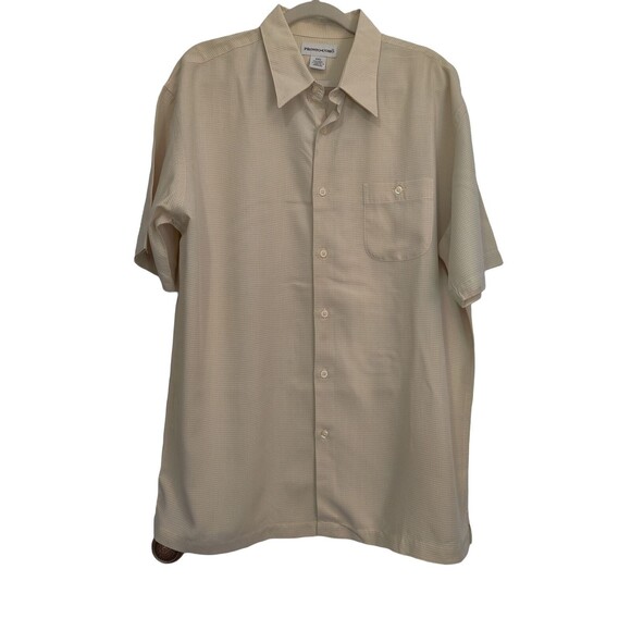 Pronto‎ Uomo Rayon Shirt Mens XXL 2XL Yellow Short Sleeve Button Front - Picture 1 of 12